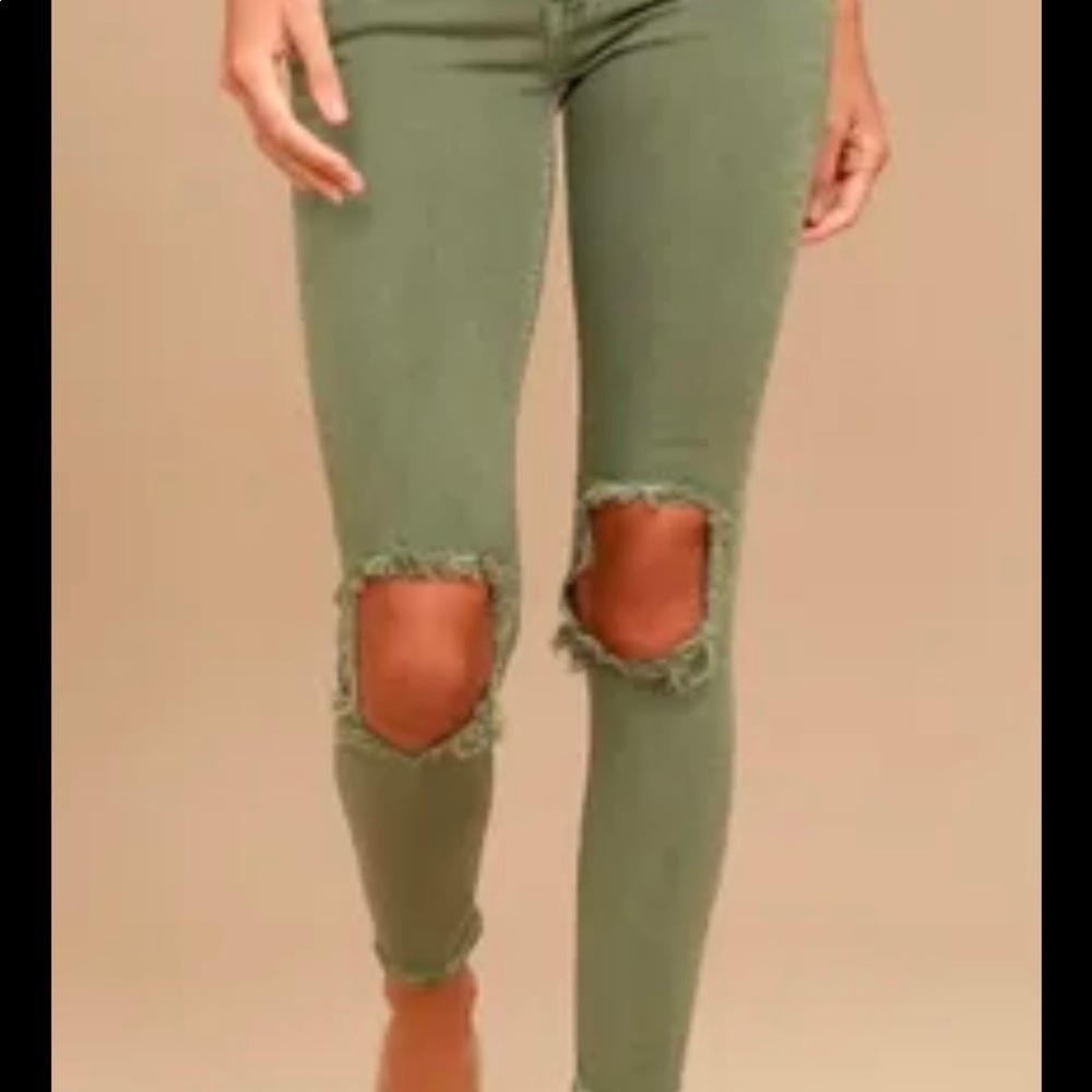 Free People busted Knee olive jeans - Picture 7 of 8